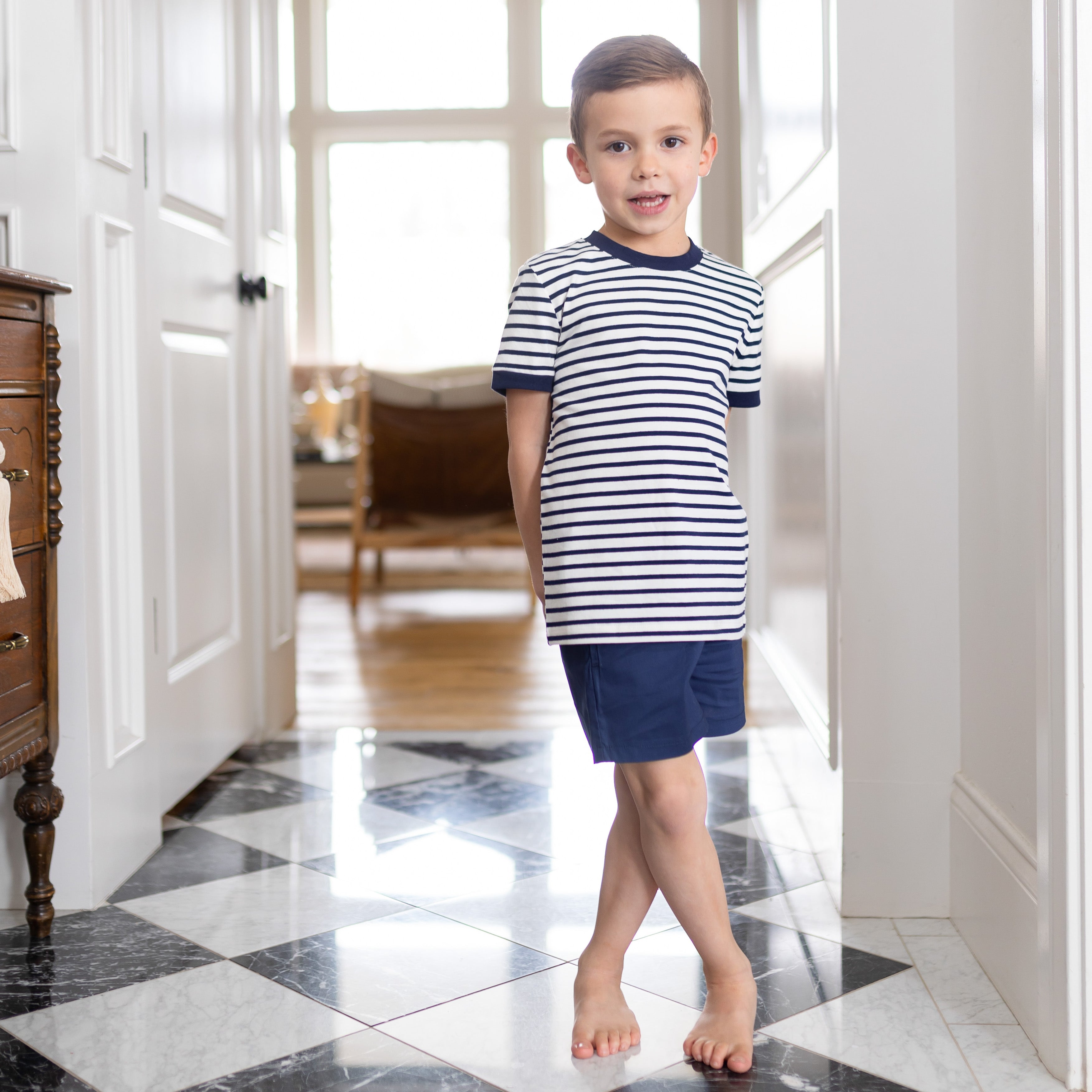 Short Sleeve Ringer Tee - Breton Stripe