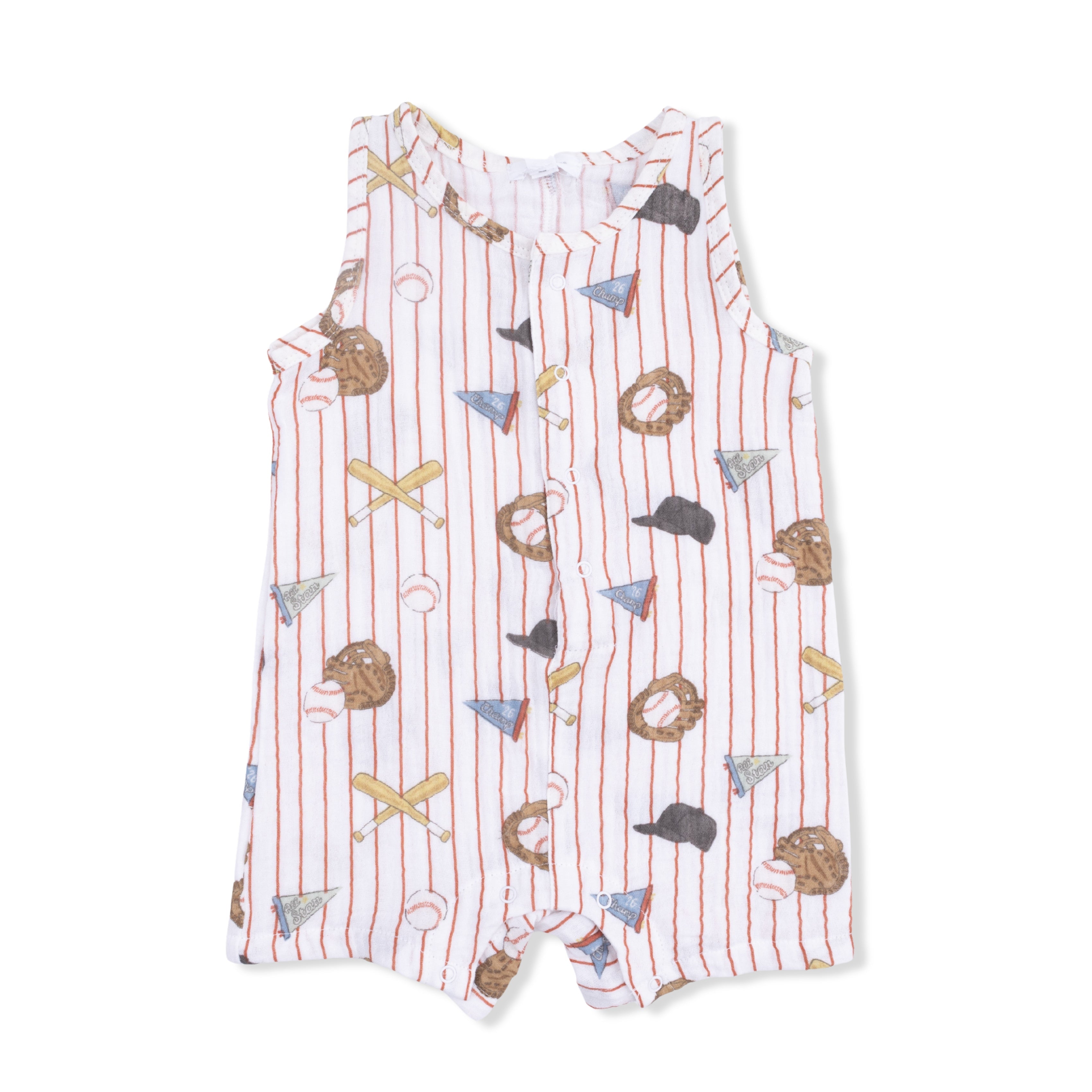Vintage Baseball Stripe  - Sleeveless Shortie Romper