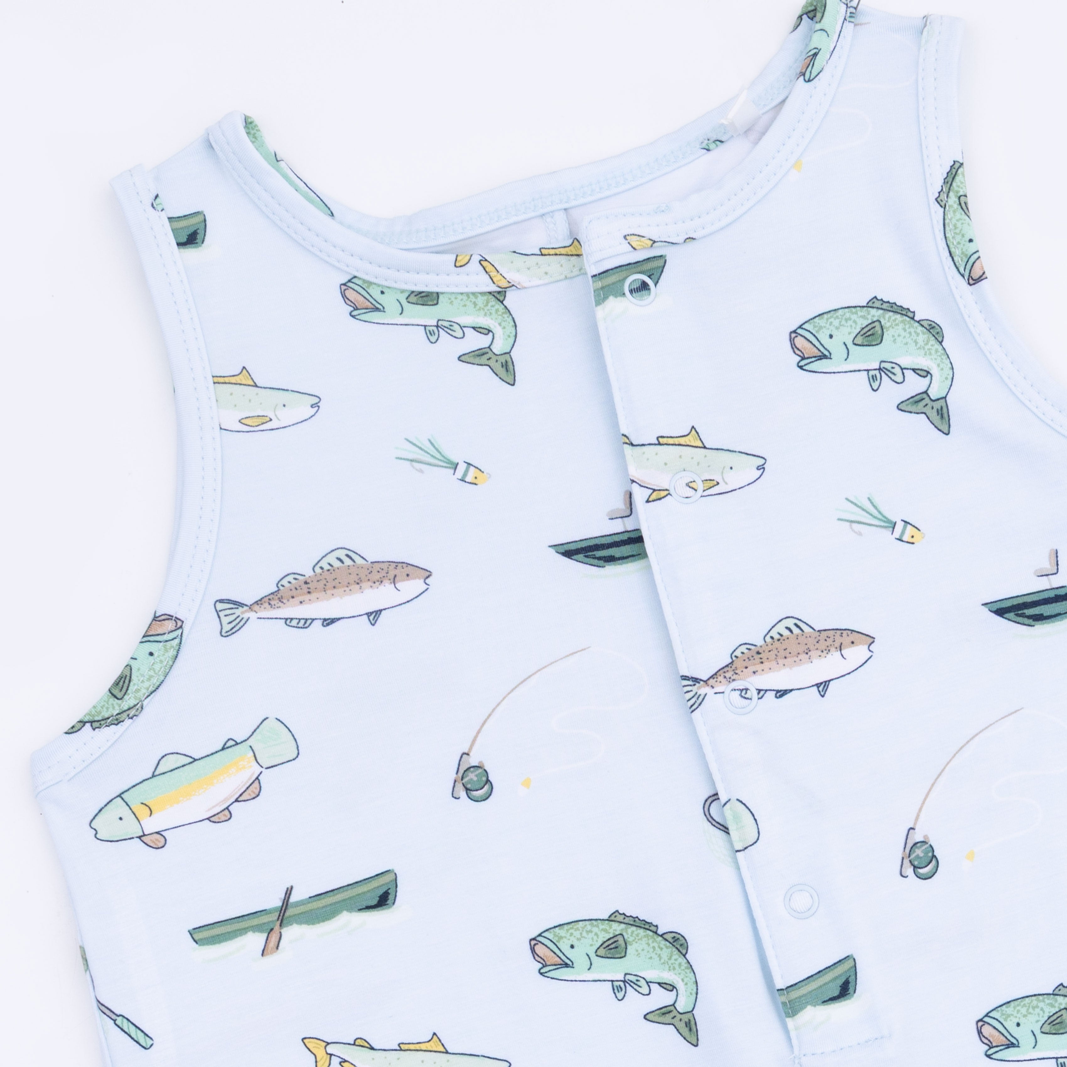 Fishing - Sleeveless Shortie Romper & Bucket Hat