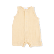 Solid Muslin Italian Straw - Sleeveless Shortie Romper
