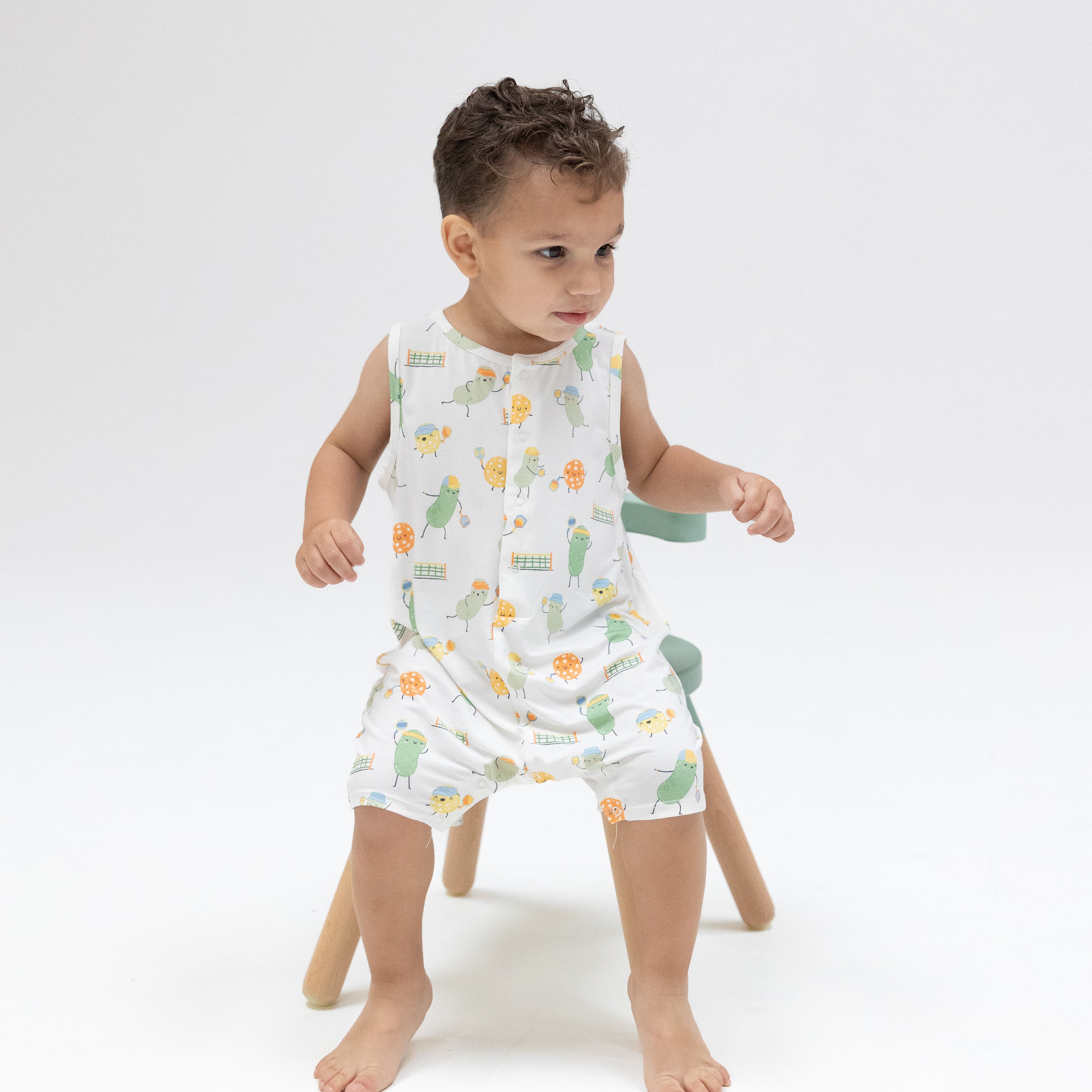 Pickles Playing Pickleball - Sleeveless Shortie Romper