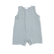 Solid Muslin Jadeite - Sleeveless Shortie Romper