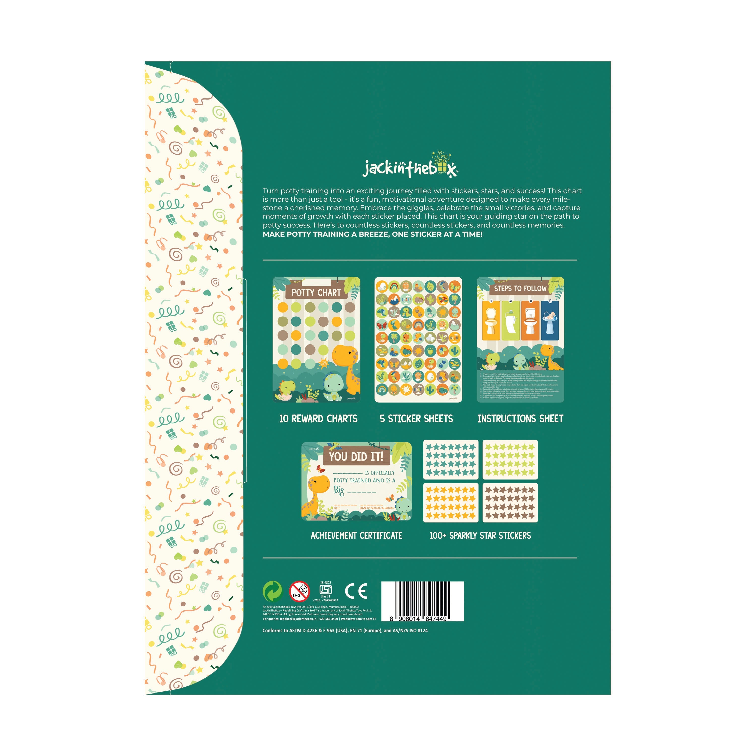 JackInTheBox Potty Training Chart - Dinosaur