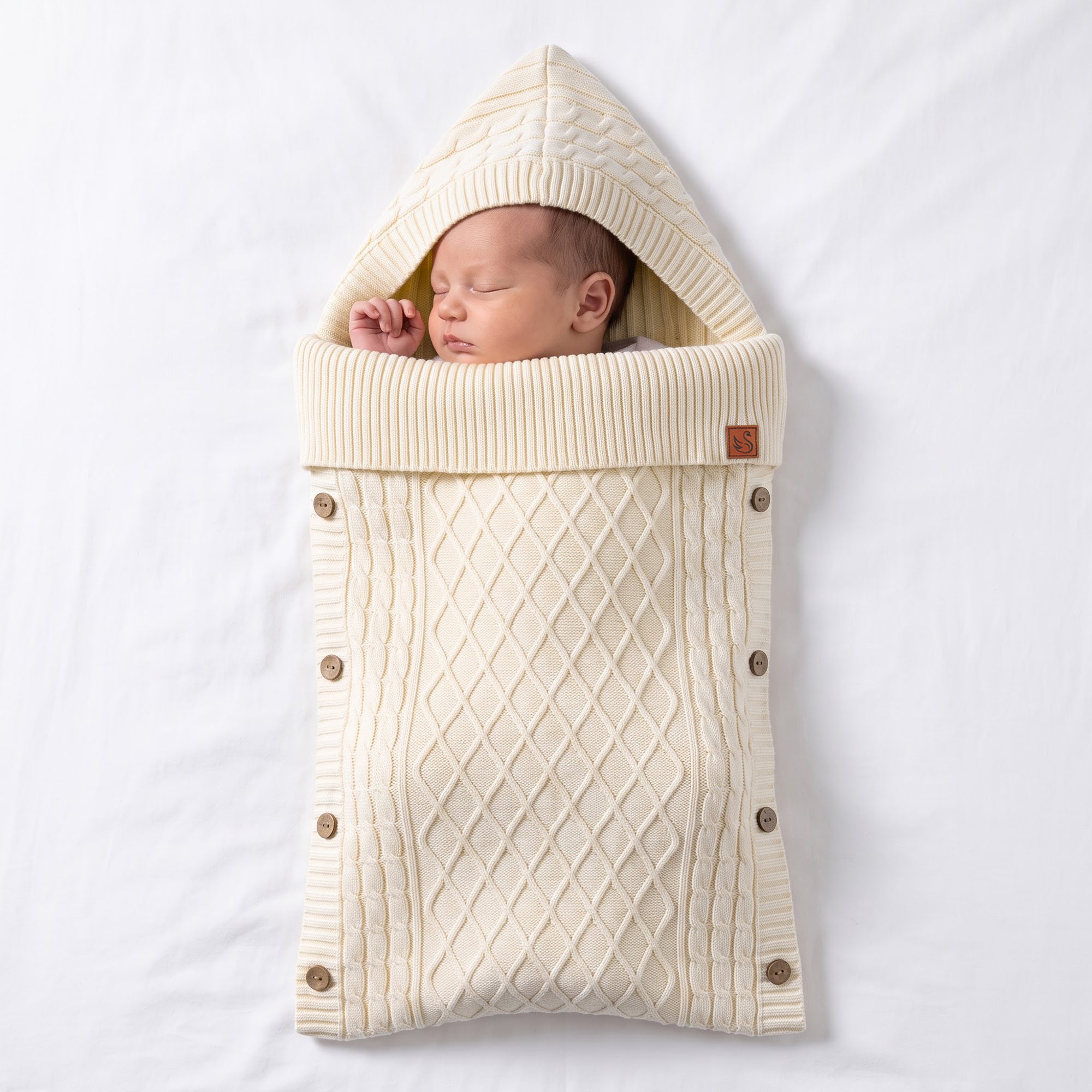 Cable Knit Baby Sleep Sack In Cream