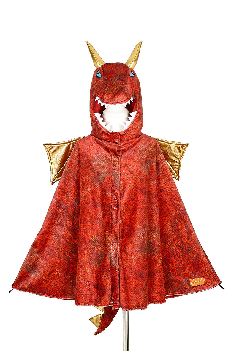 Red Dragon Costume Cape For Kids - Carnival & Festive Use - Sz 4–7 Yrs