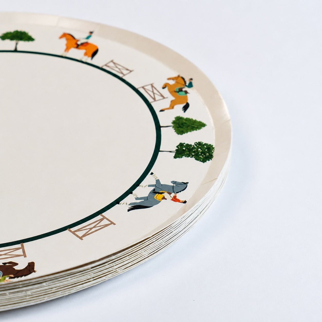 Equestrian Horse Riding Paper Dinner Plates (9 Inch) | Hunter Jumper Party Theme | Eco-friendly, Recyclable Horse Party Plates For Kids & Adults