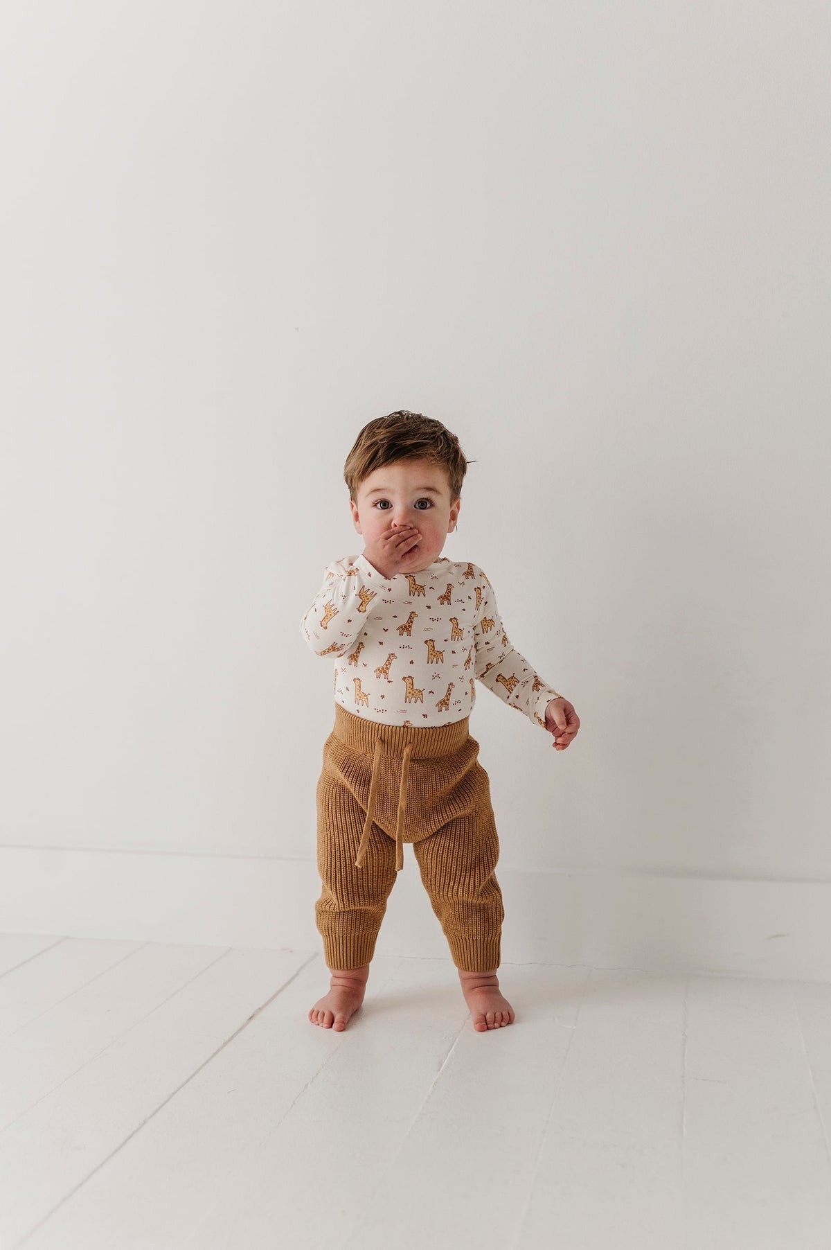 Baby Knit Pants In Camel