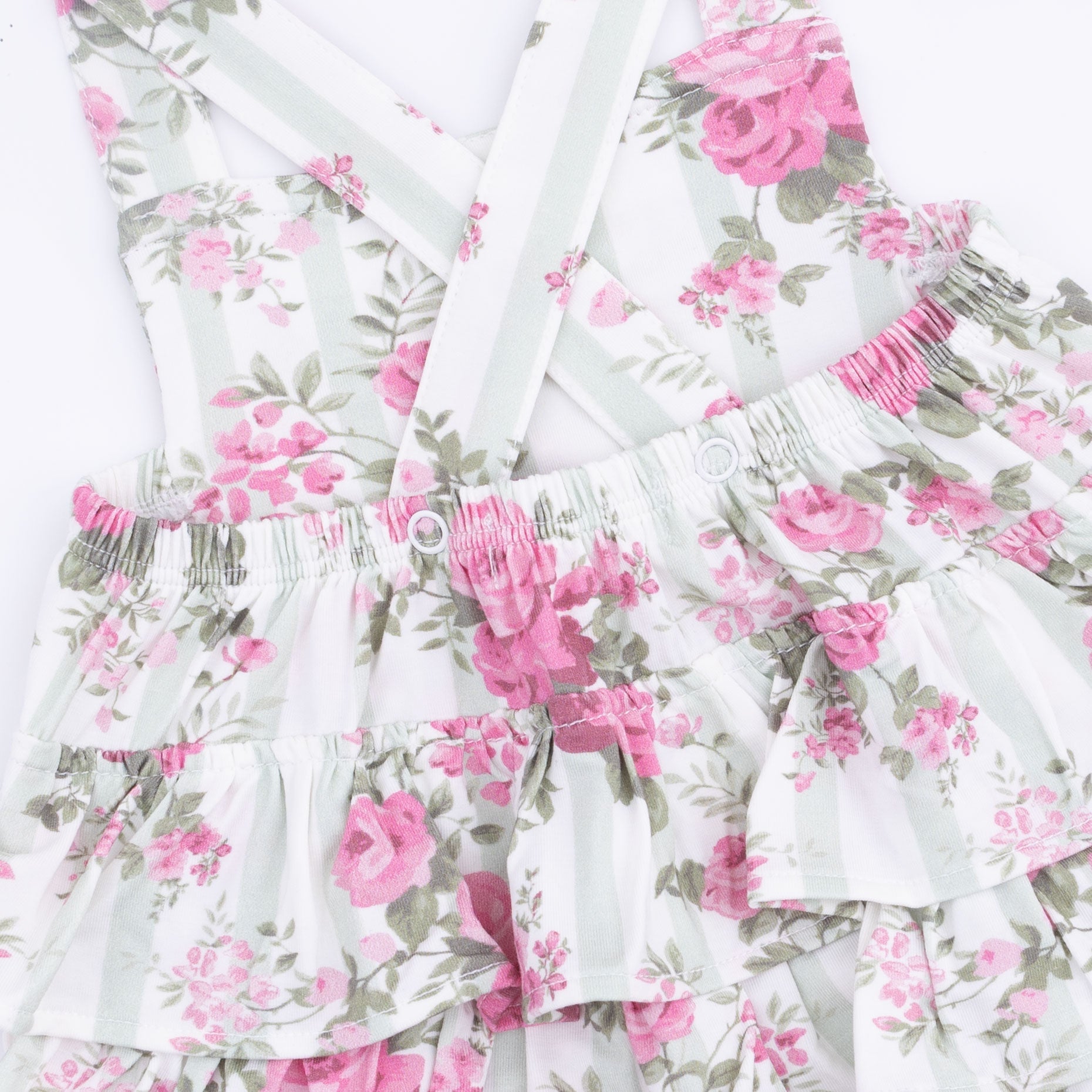 Cabbage Rose Stripe - Ruffle Sunsuit
