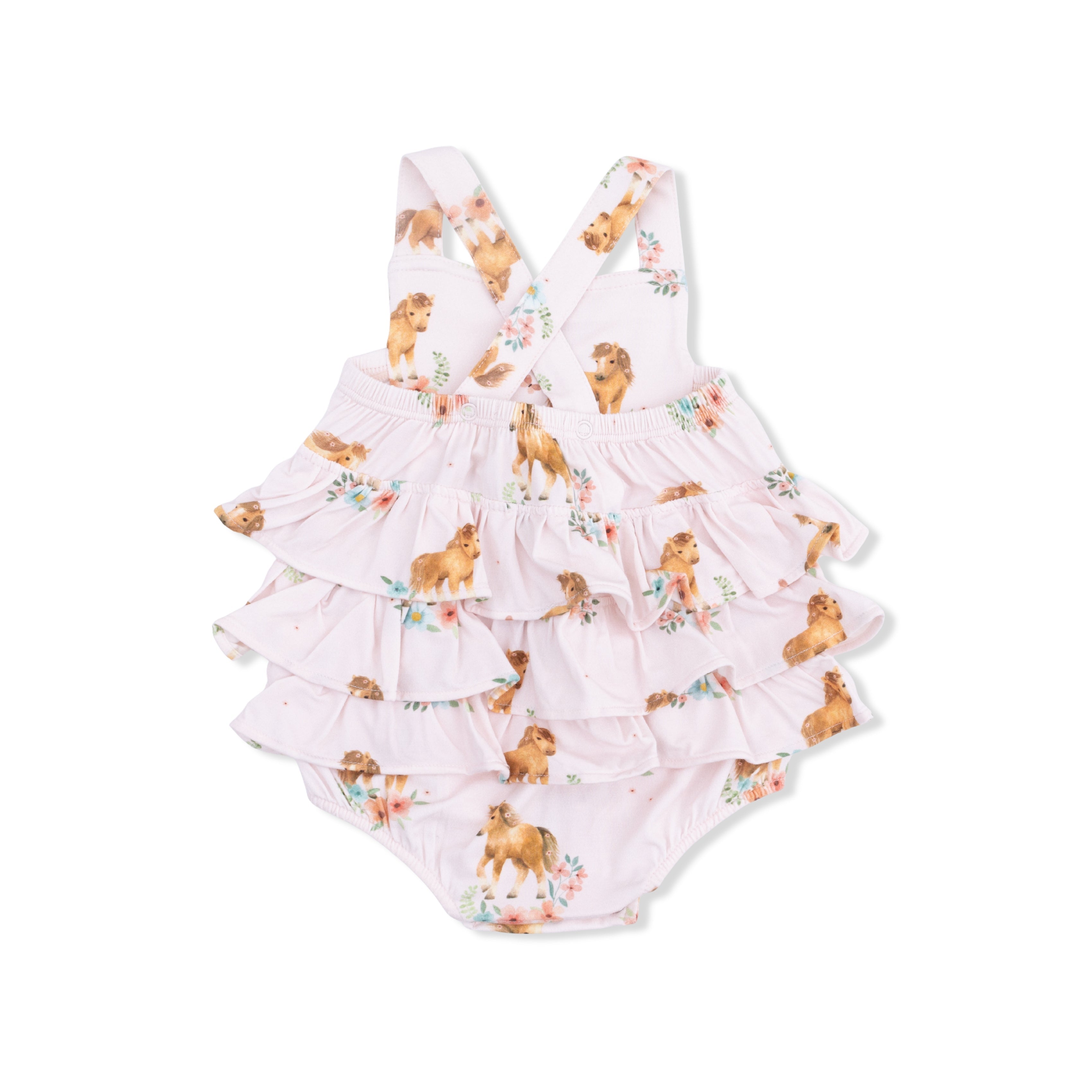 Pink Ponies - Ruffle Sunsuit