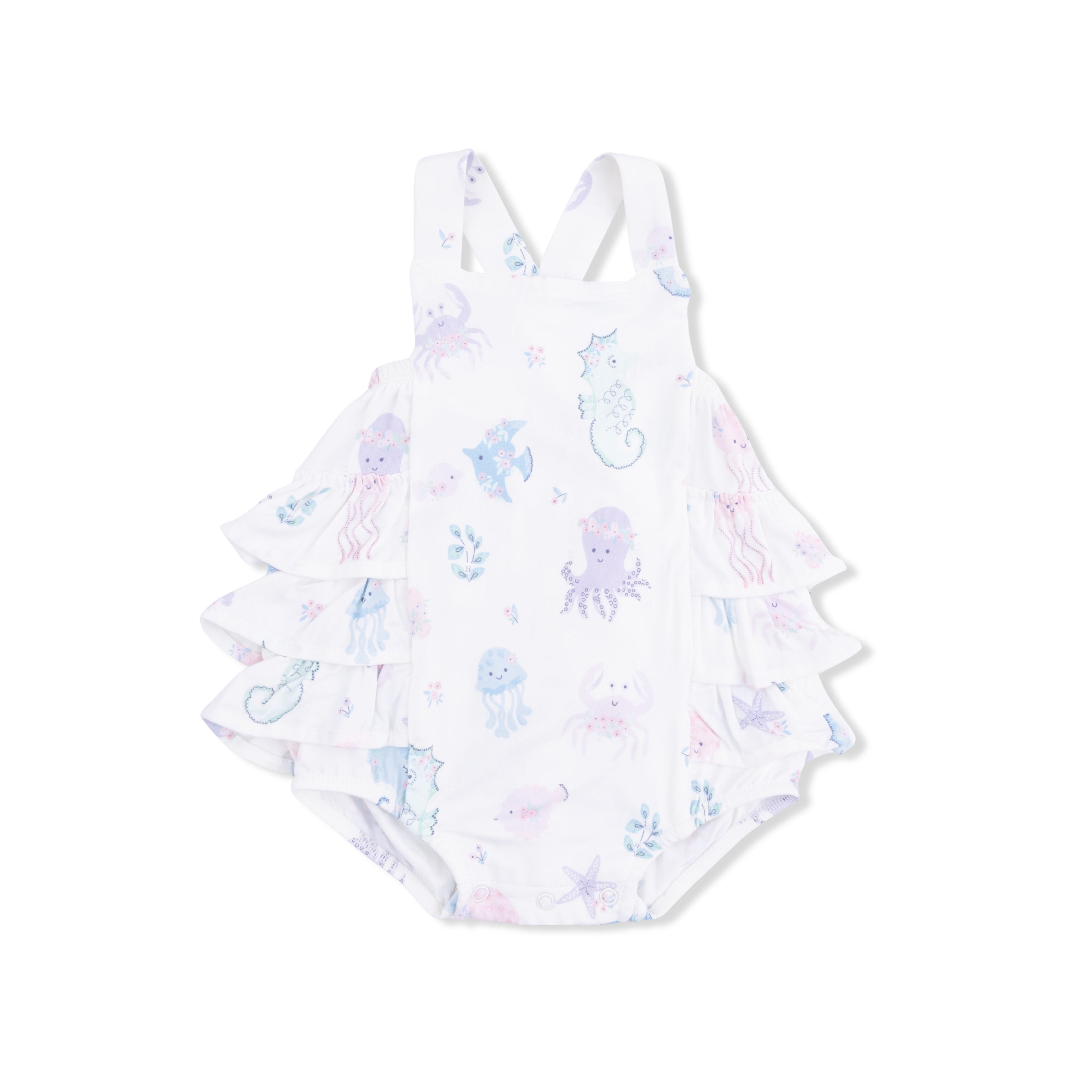 Floral Sea Creatures - Ruffle Sunsuit
