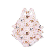 Farm Animals Floral Cameos Pink - Ruffle Sunsuit