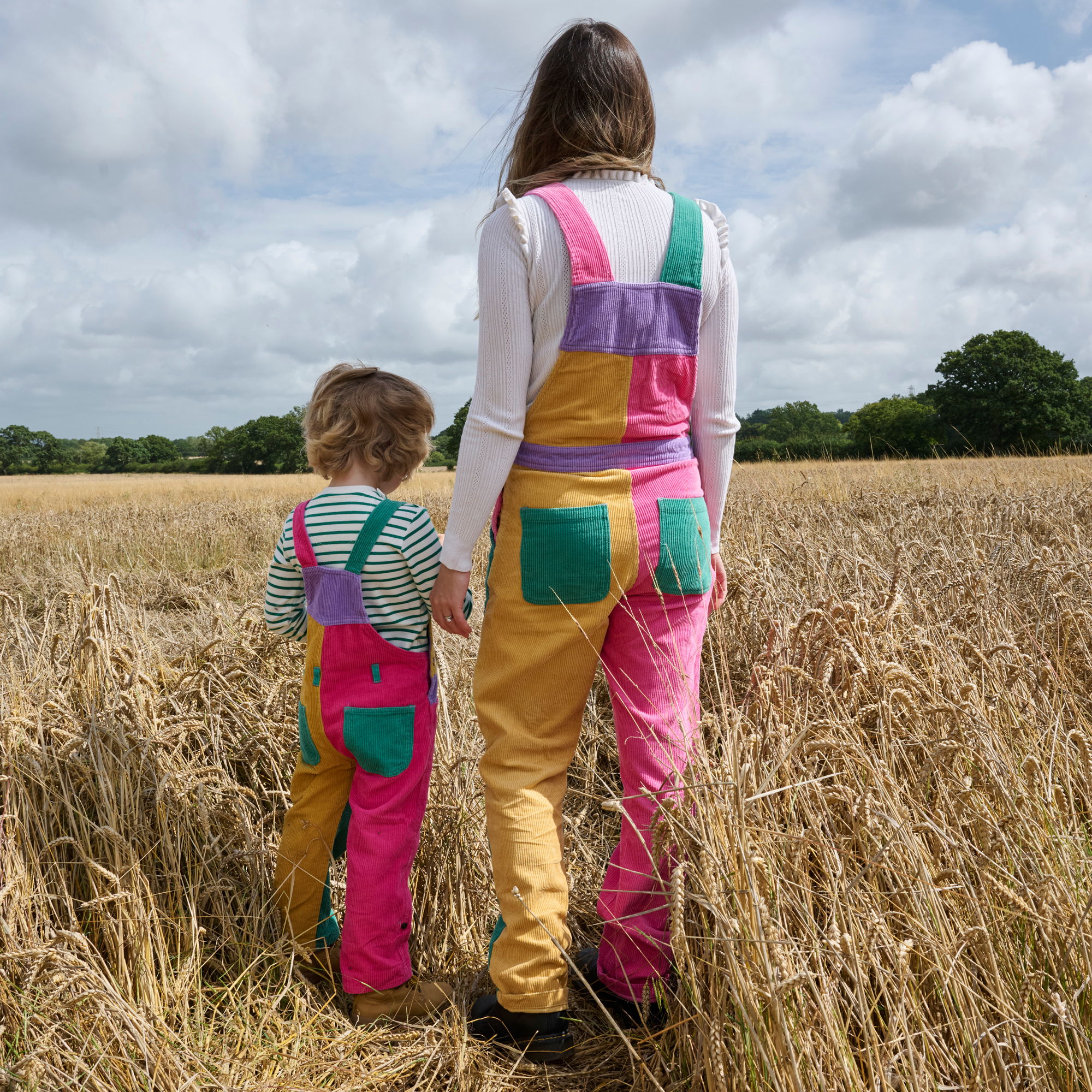 Adult Bright Patchwork Corduroy Dungarees