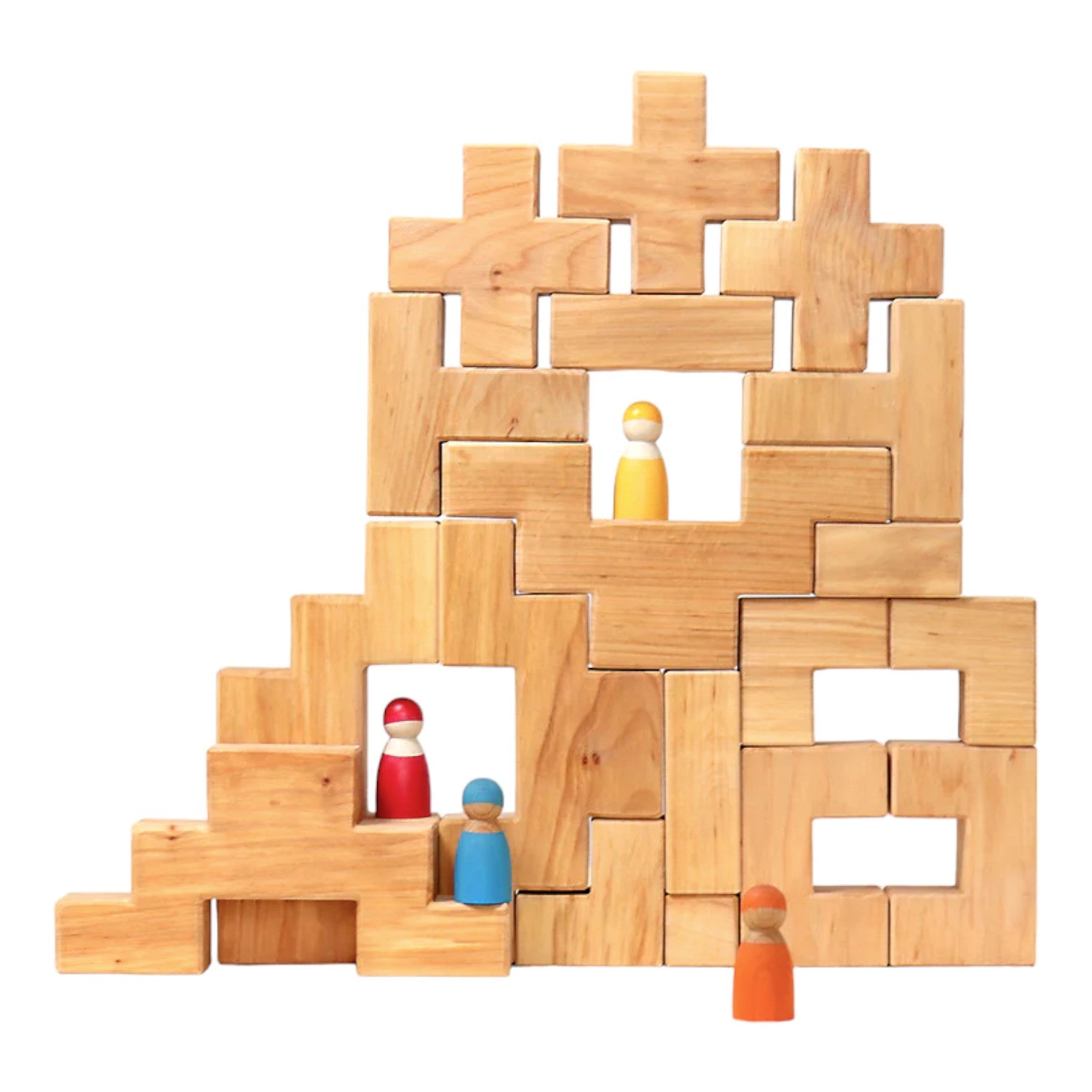 19 Pcs Wooden Stairway Building Blocks Set