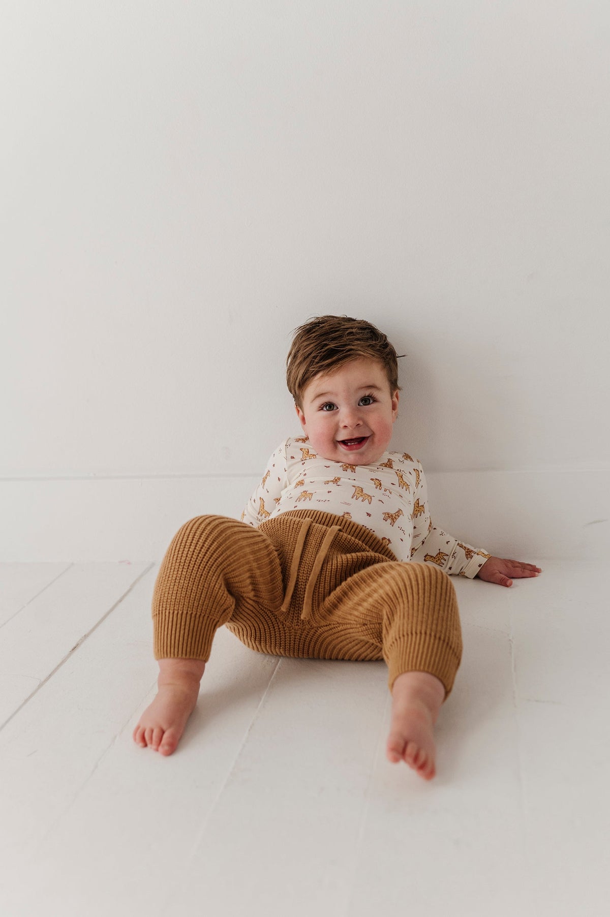 Baby Knit Pants In Camel