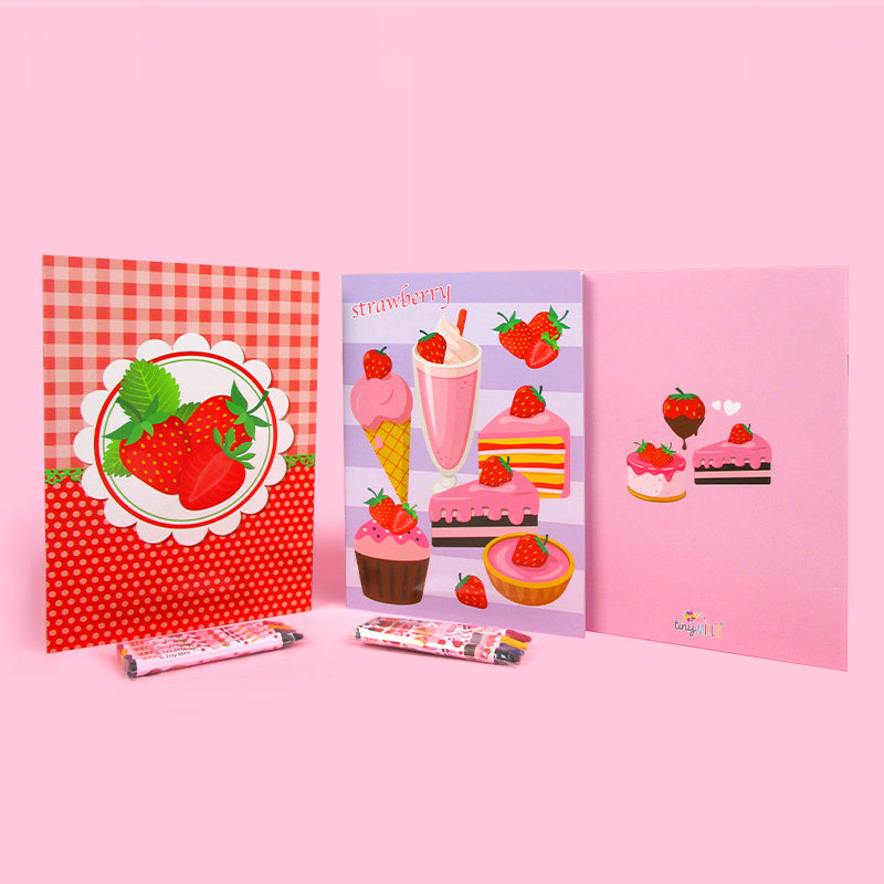 Strawberry Coloring Books With Crayons Party Favors - Set Of 6 Or 12