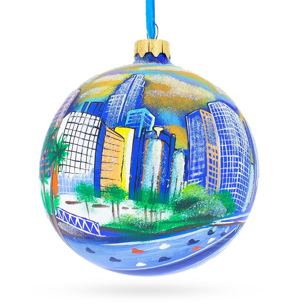 I Love Los Angeles, California Glass Ball Christmas Ornament 4 Inches