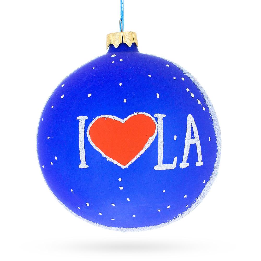 I Love Los Angeles, California Glass Ball Christmas Ornament 4 Inches