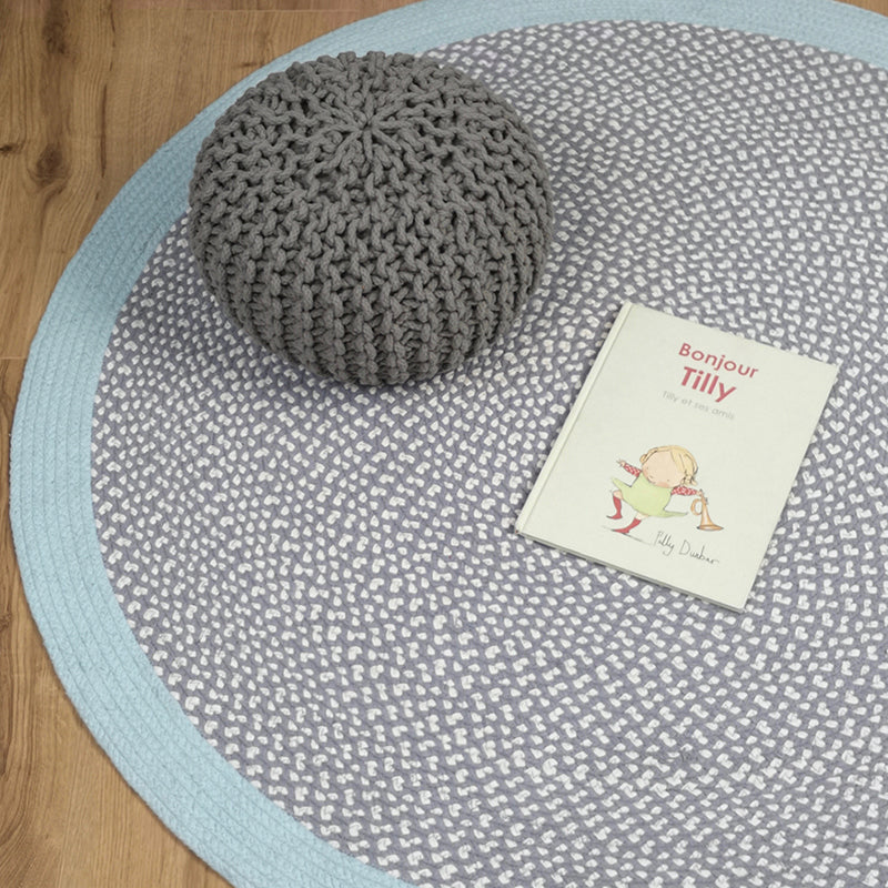 Brenda Blue Round Cotton Braided Children's Rug