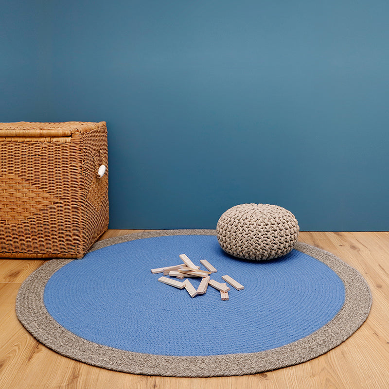 Nolan Blue Braided Wool Children's Rug