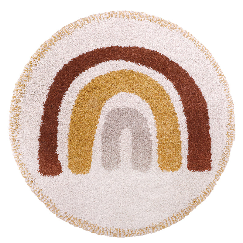 Bohemian Rainbow  Round Children's Rug With Rainbow Pattern