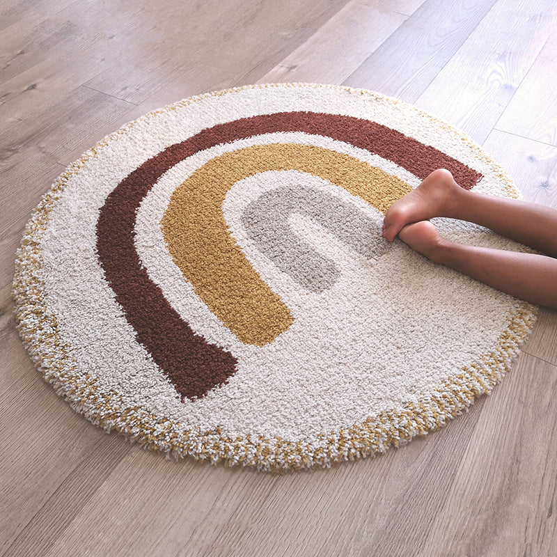 Bohemian Rainbow  Round Children's Rug With Rainbow Pattern