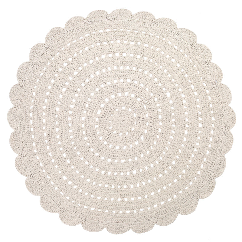 Alma Ecru L  Hand Crochet Children's Rug