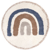 Bohemian Rainbow Blue Round Children's Rug With Rainbow Pattern