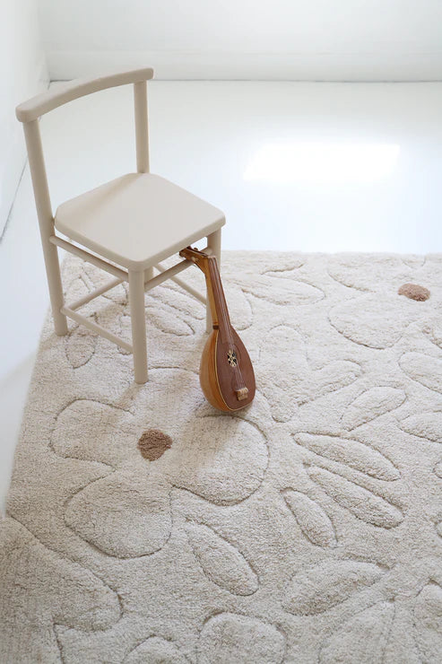 Gentle Flora Children's Bedroom Carpet In Washable Cotton With Flowers