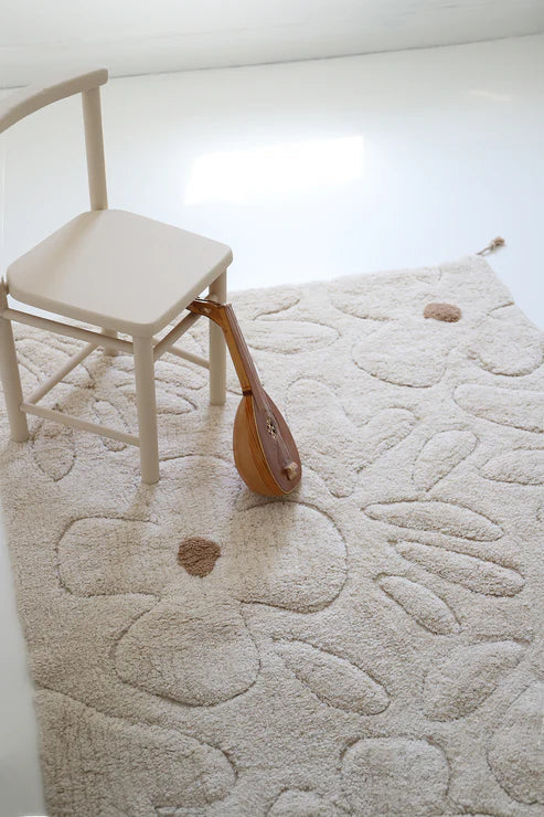 Gentle Flora Children's Bedroom Carpet In Washable Cotton With Flowers
