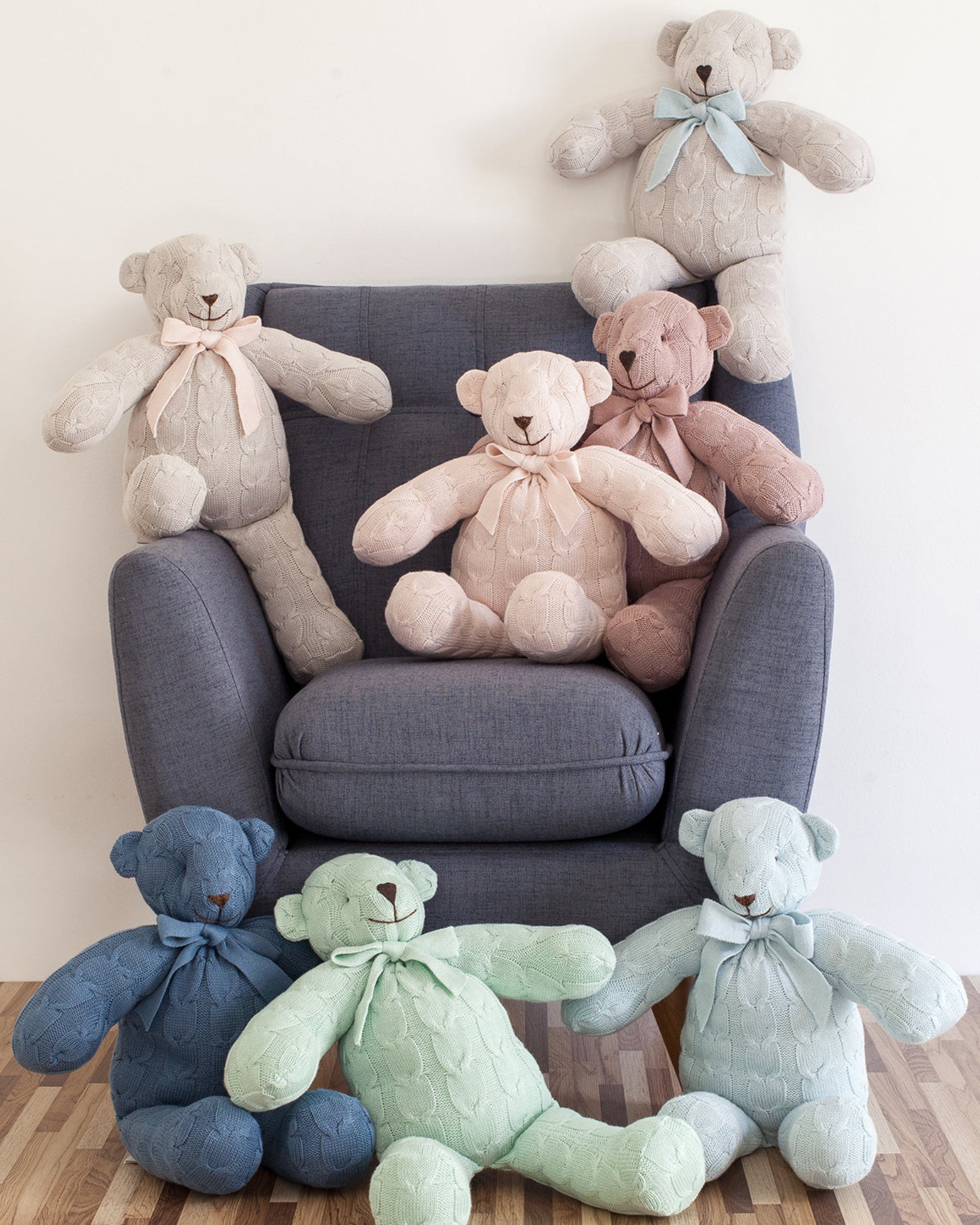 Plush Cable Knit Teddy Bear Colors