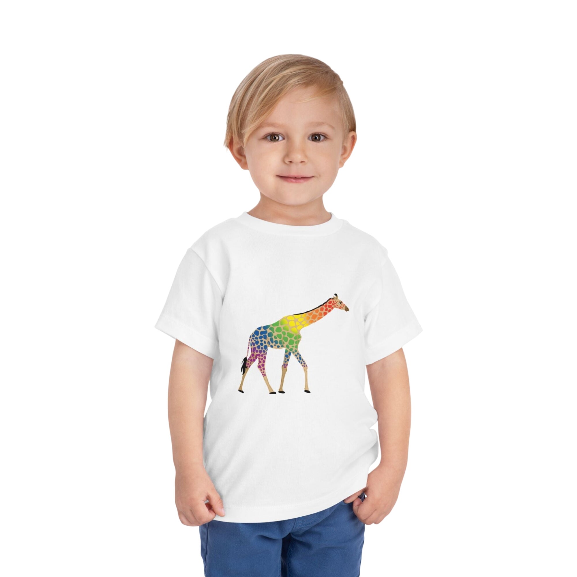 Rainbow On My Parade Giraffe Toddler Tee Shirt