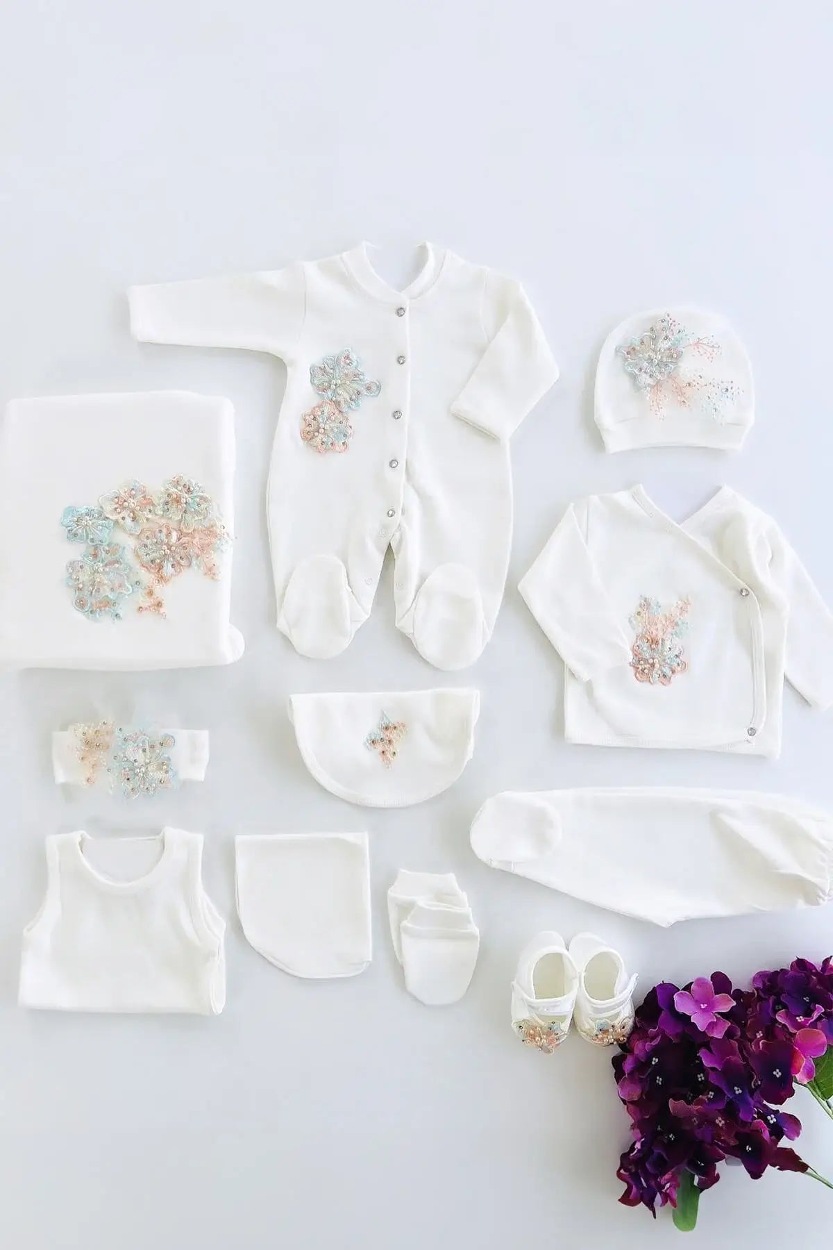 Grace Newborn Girl Coming Home Outfit Set (11 Pcs)