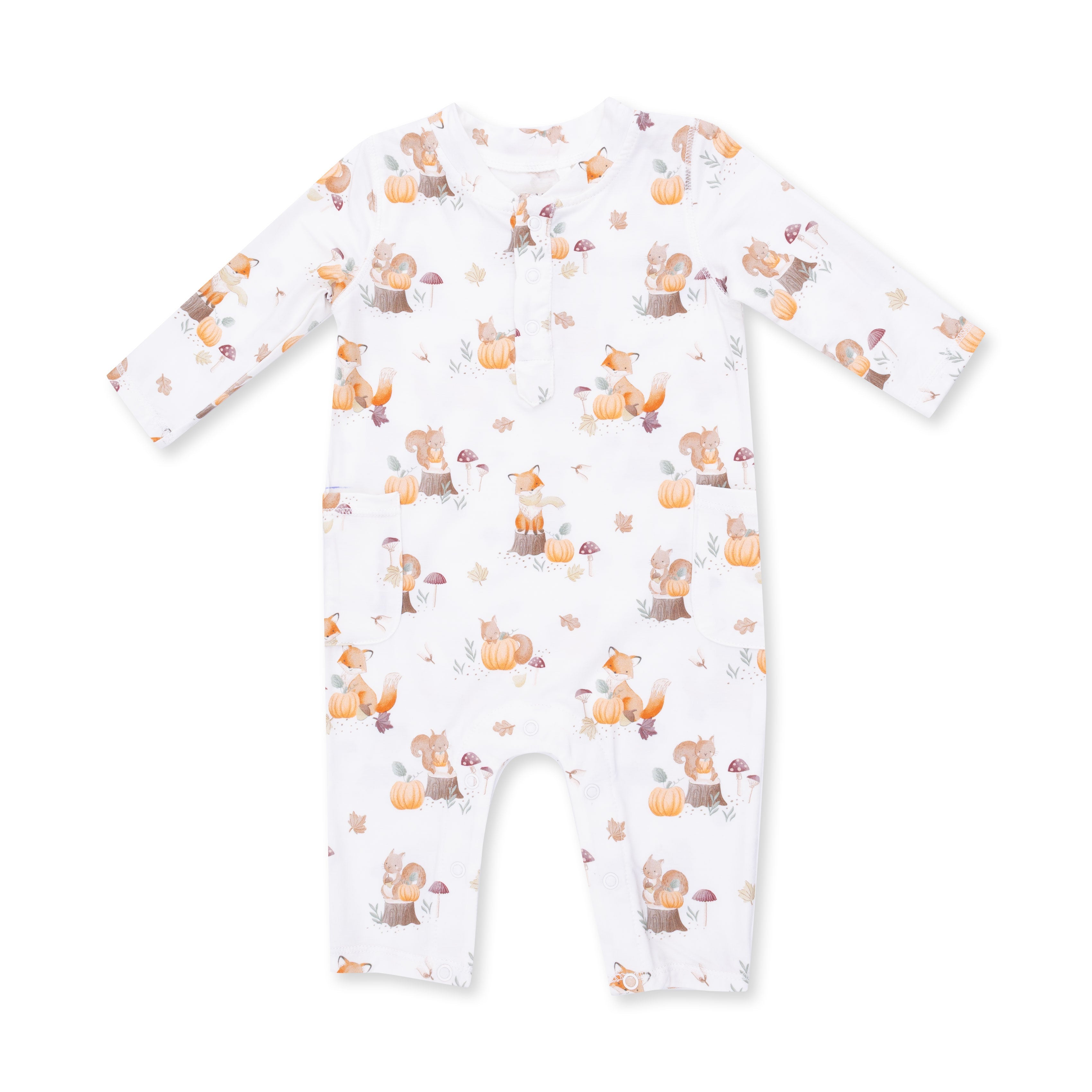Woodland Animals With Pumpkins - Uni Romper