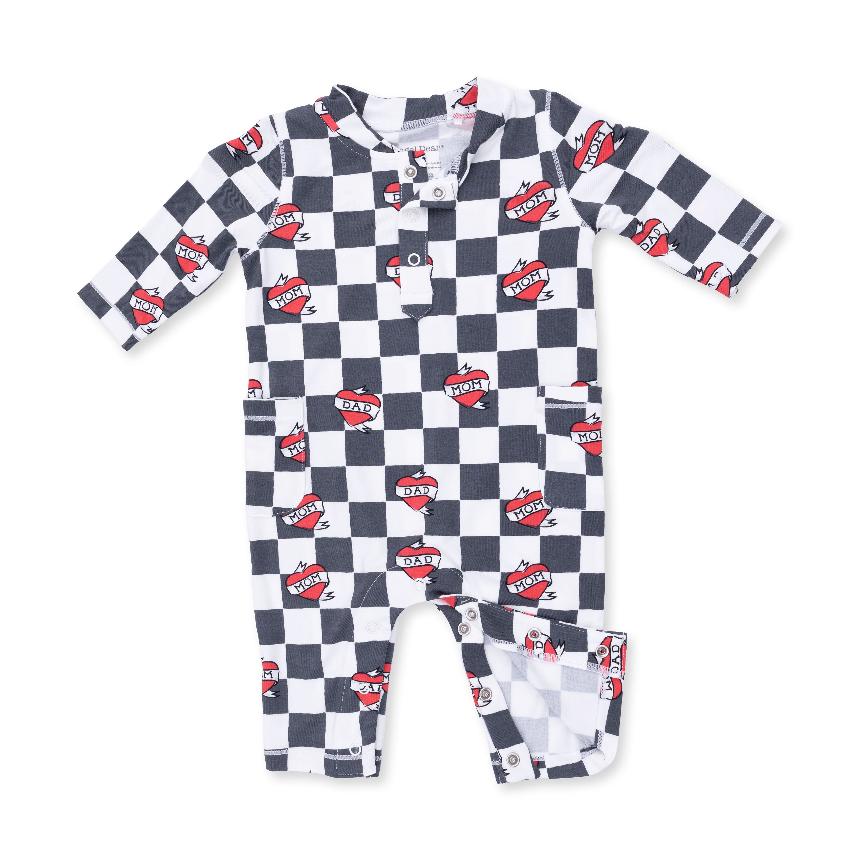 Heart Tattoo Check Black - Uni Romper