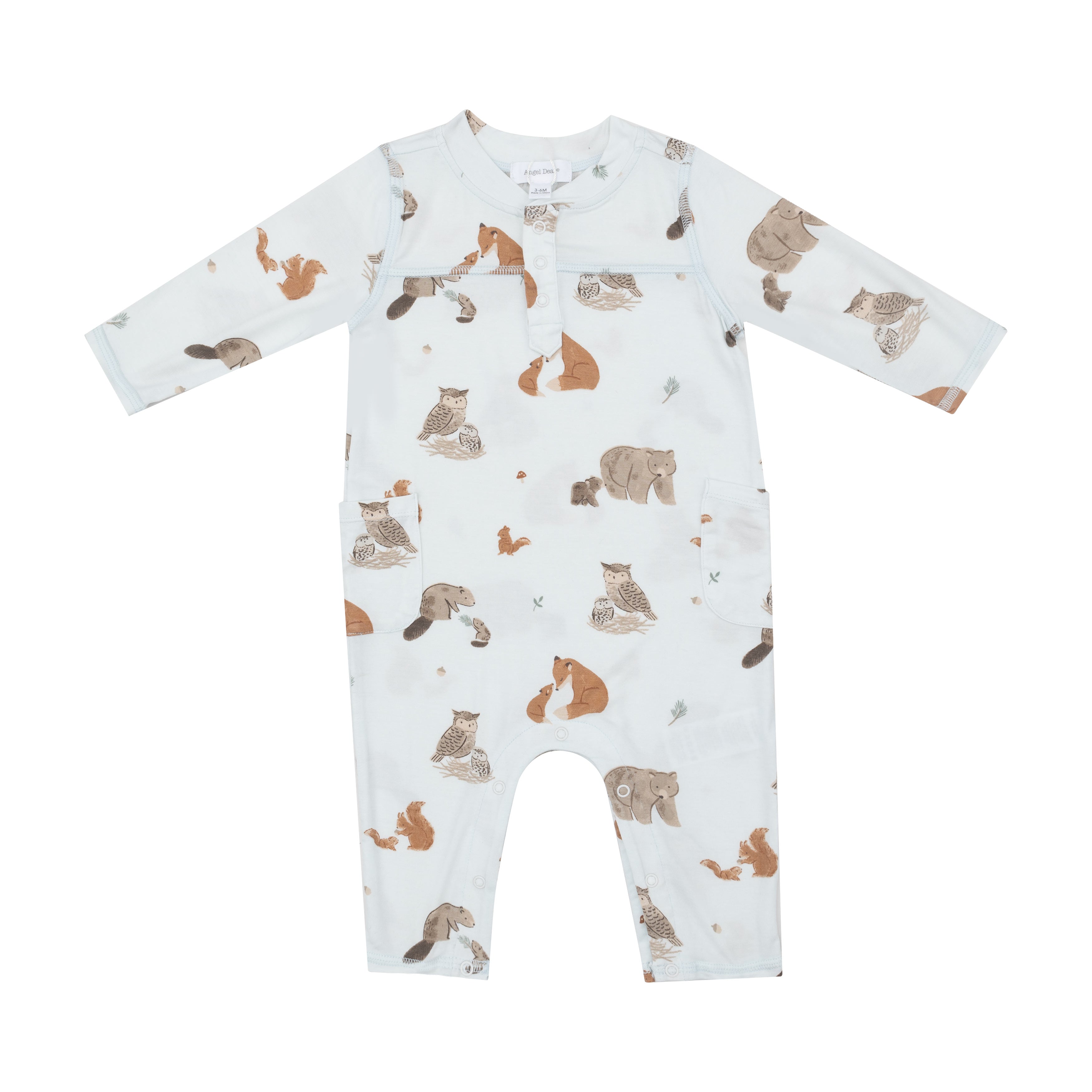 Uni Romper - Mixed Woodland Animals Blue