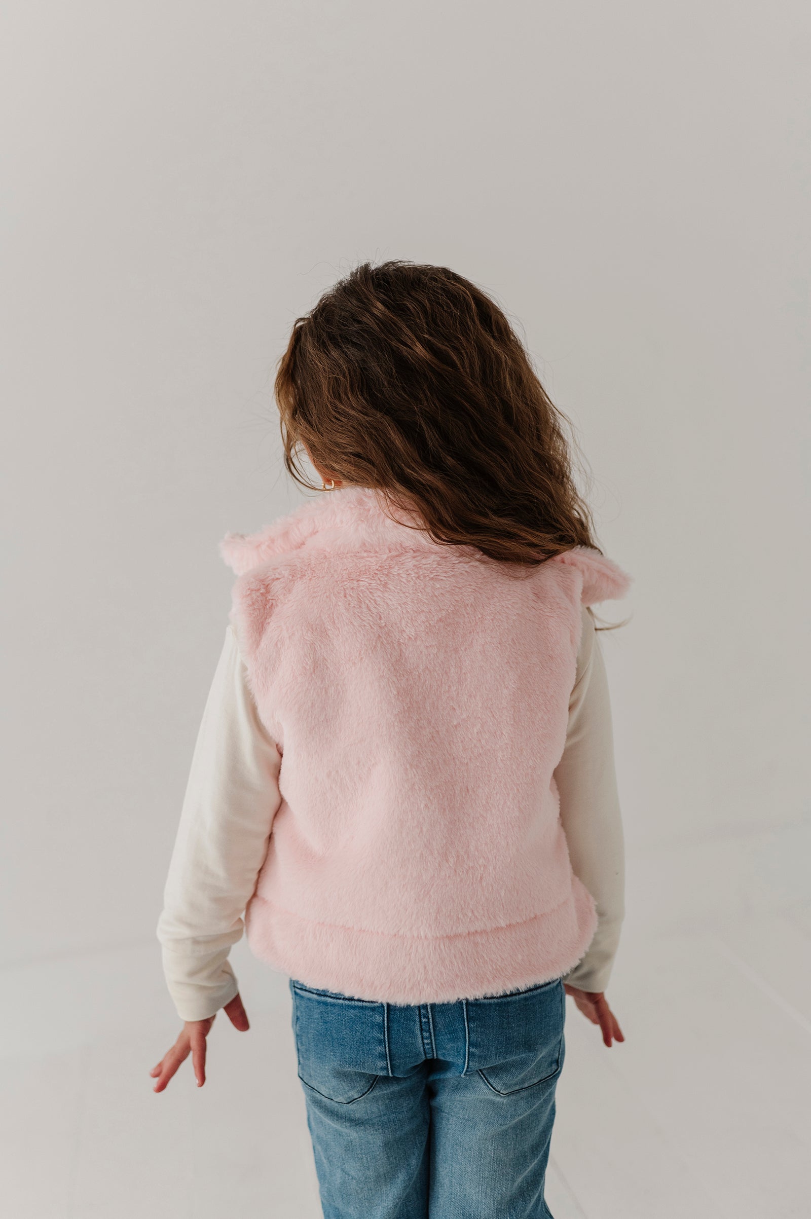 Girls Fur Vest In Light Pink