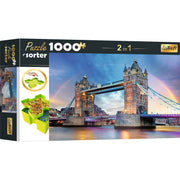 Red 1000 Piece Puzzle & Sorter - Rainbow Over Tower Bridge