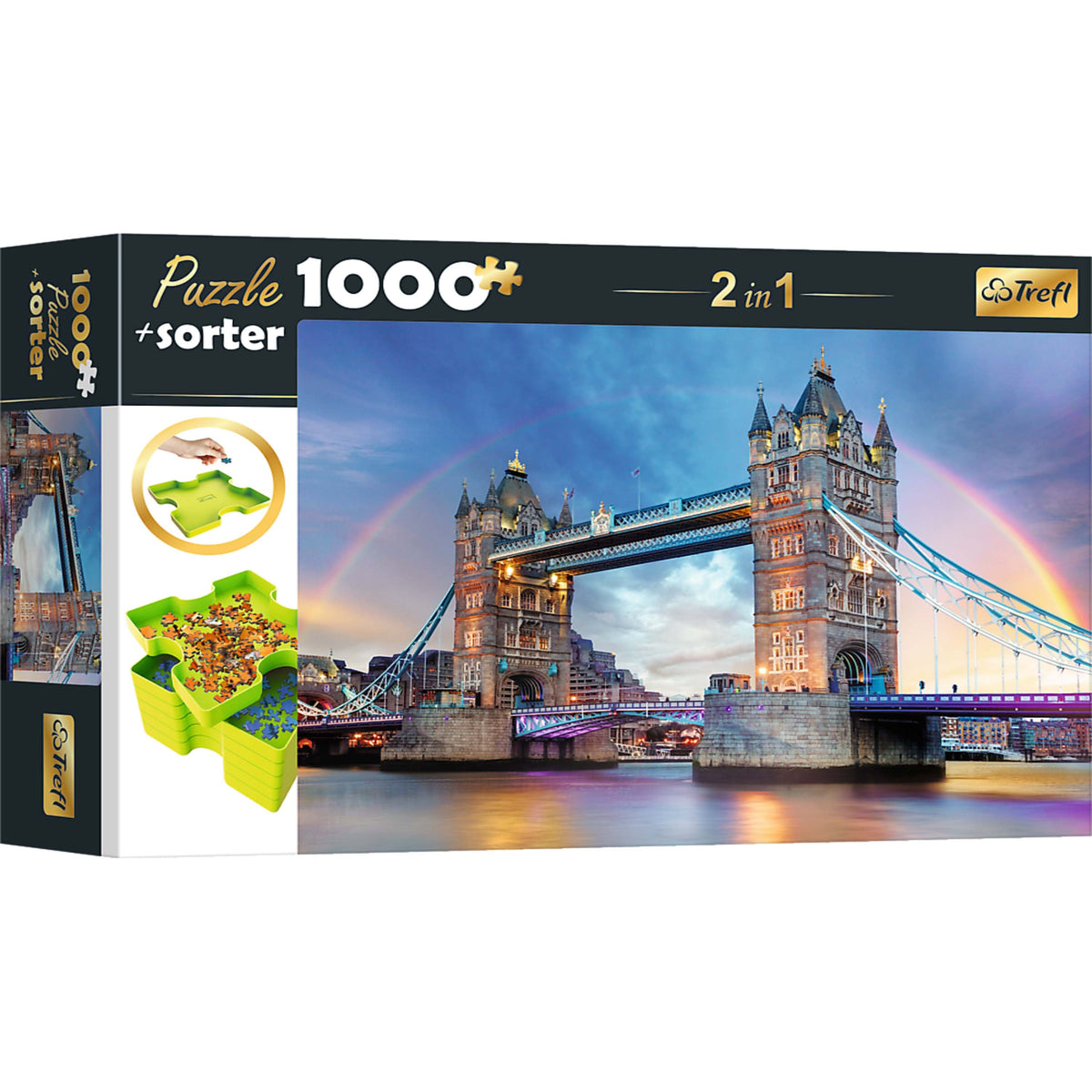 Red 1000 Piece Puzzle & Sorter - Rainbow Over Tower Bridge