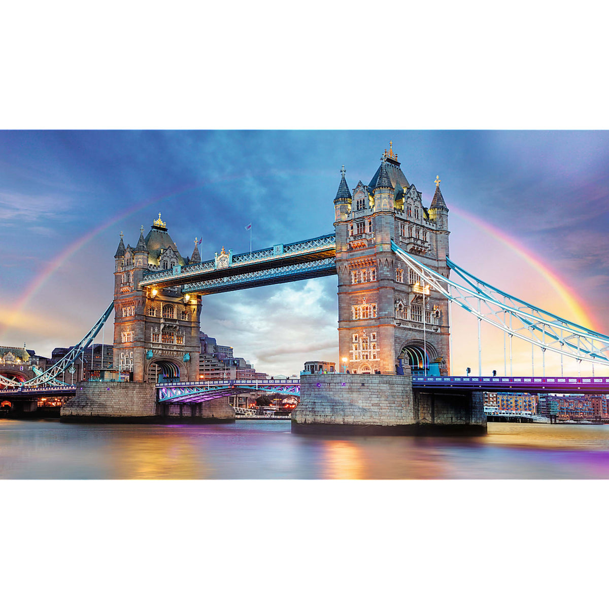 Red 1000 Piece Puzzle & Sorter - Rainbow Over Tower Bridge