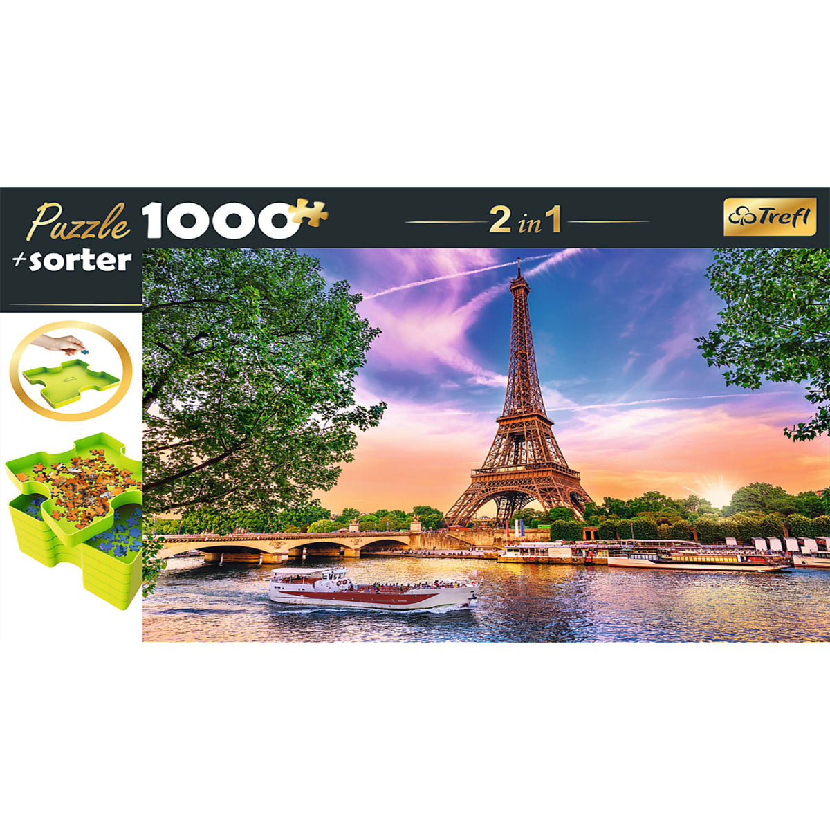 Red 1000 Piece Puzzle & Sorter - Sunset Over Paris
