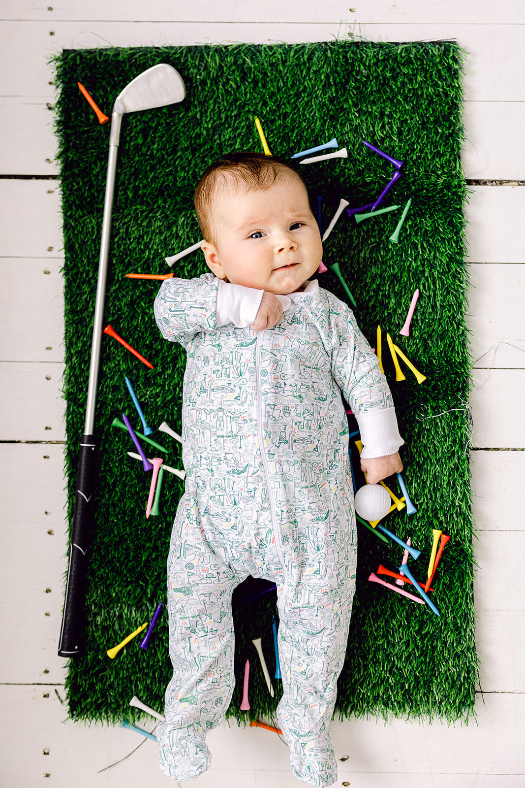 Golf Zip Baby Onesie - Golf - Putting Green