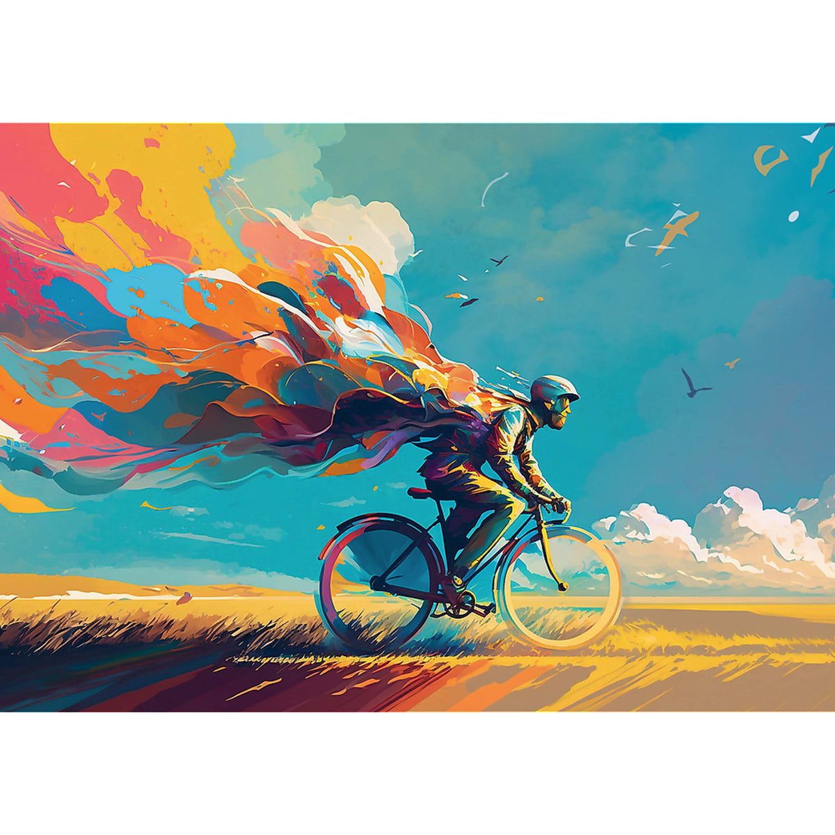 Red Bicycle Rider 1000 Piece Puzzle