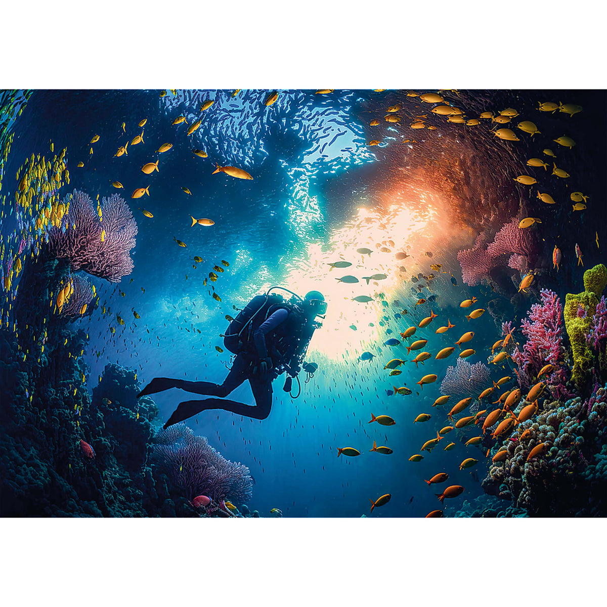 Red Scuba Diver 1000 Piece Puzzle