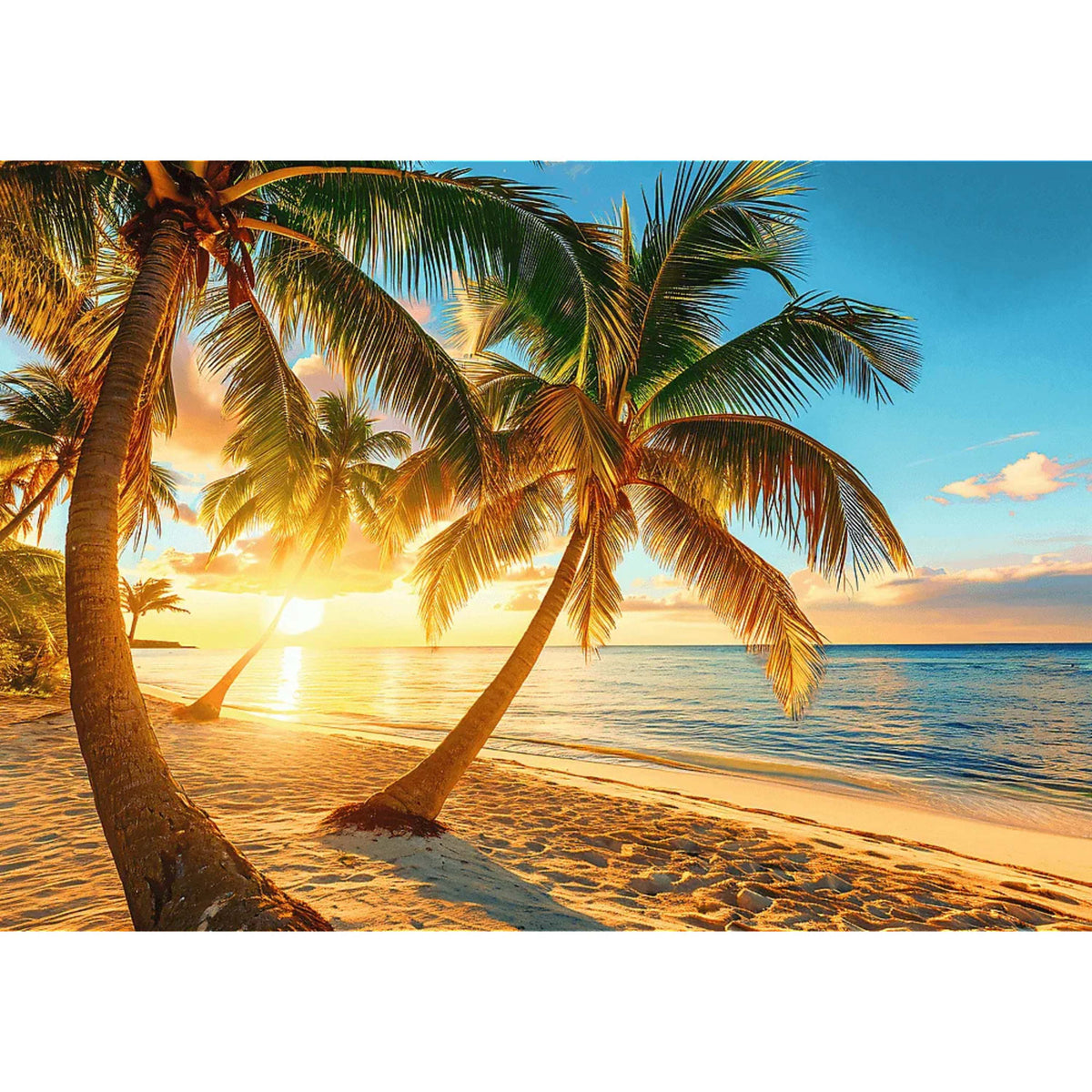 Red Sunset Tropical Beach 1000 Piece Puzzle