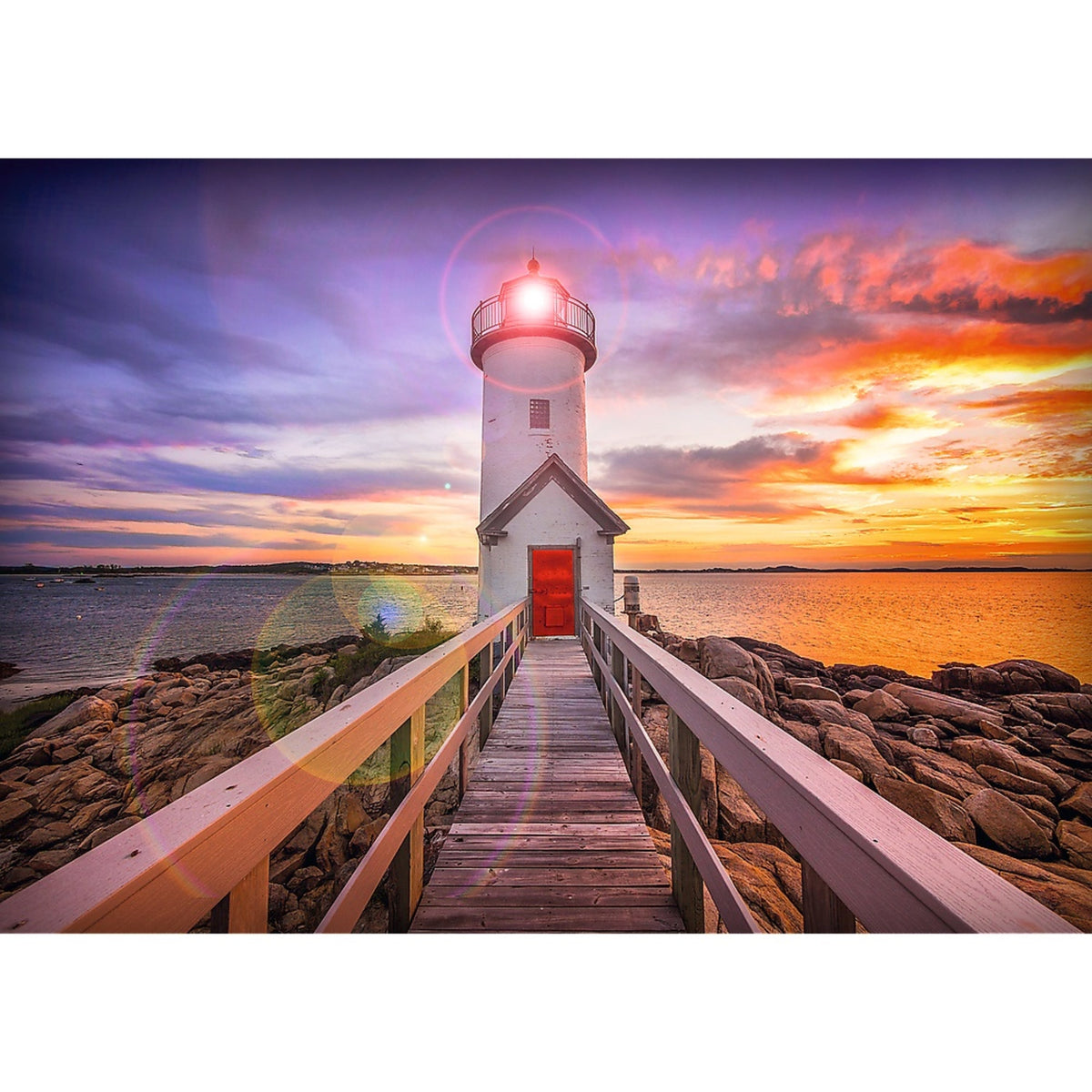 Red Sunsets: New England Lighthouse 1000 Piece Puzzle