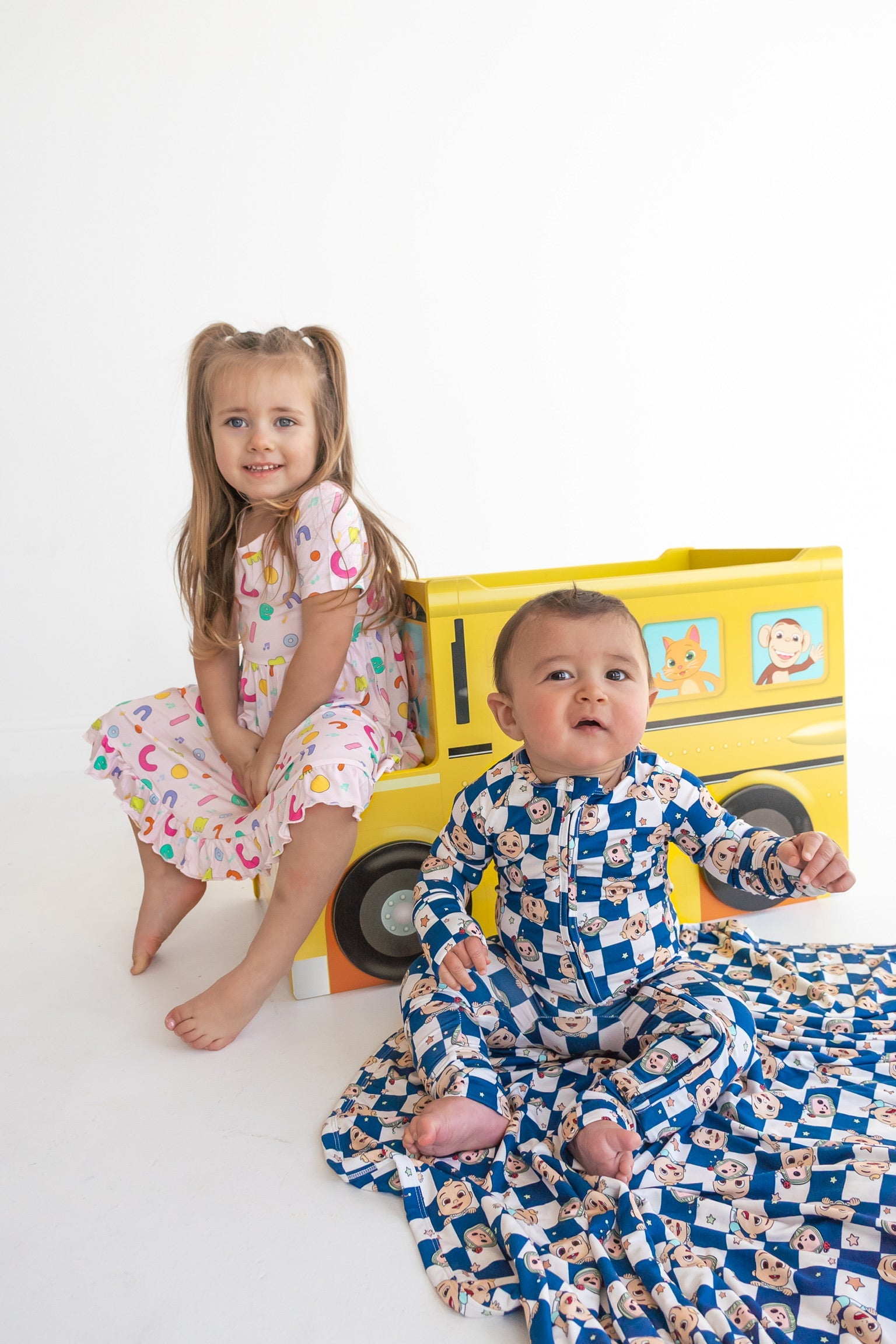 Dream Big Little Co X Cocomelon Alphabet Short Sleeve Dream Ruffle Dress
