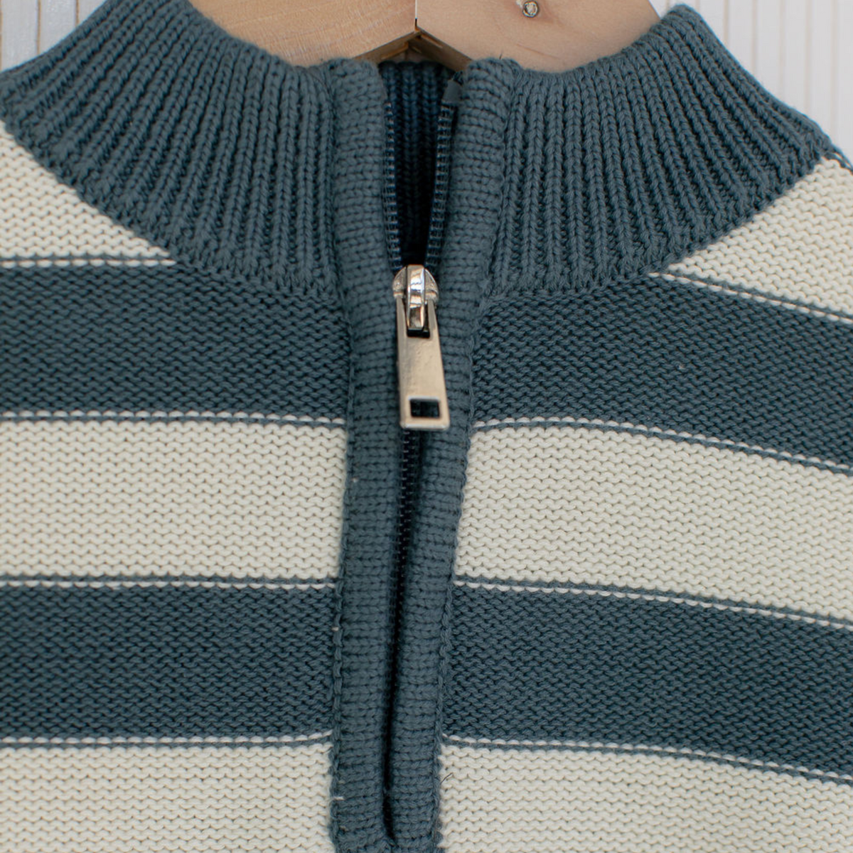 Boys' Half Zip Sweater In Blue Stripe