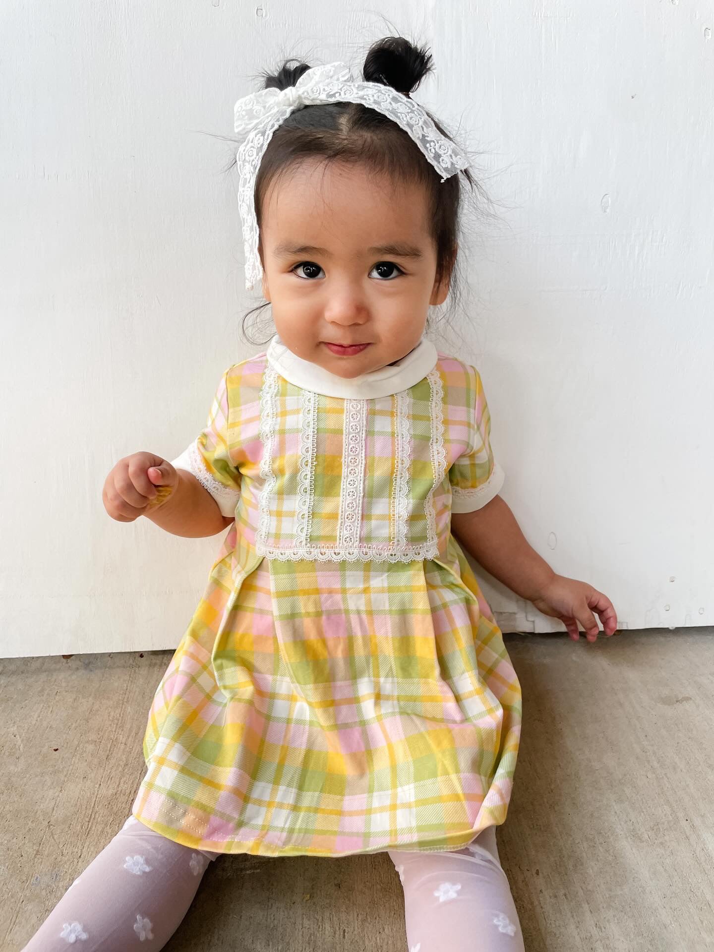 Retro Plaid Collar Dress For Toddler Girls