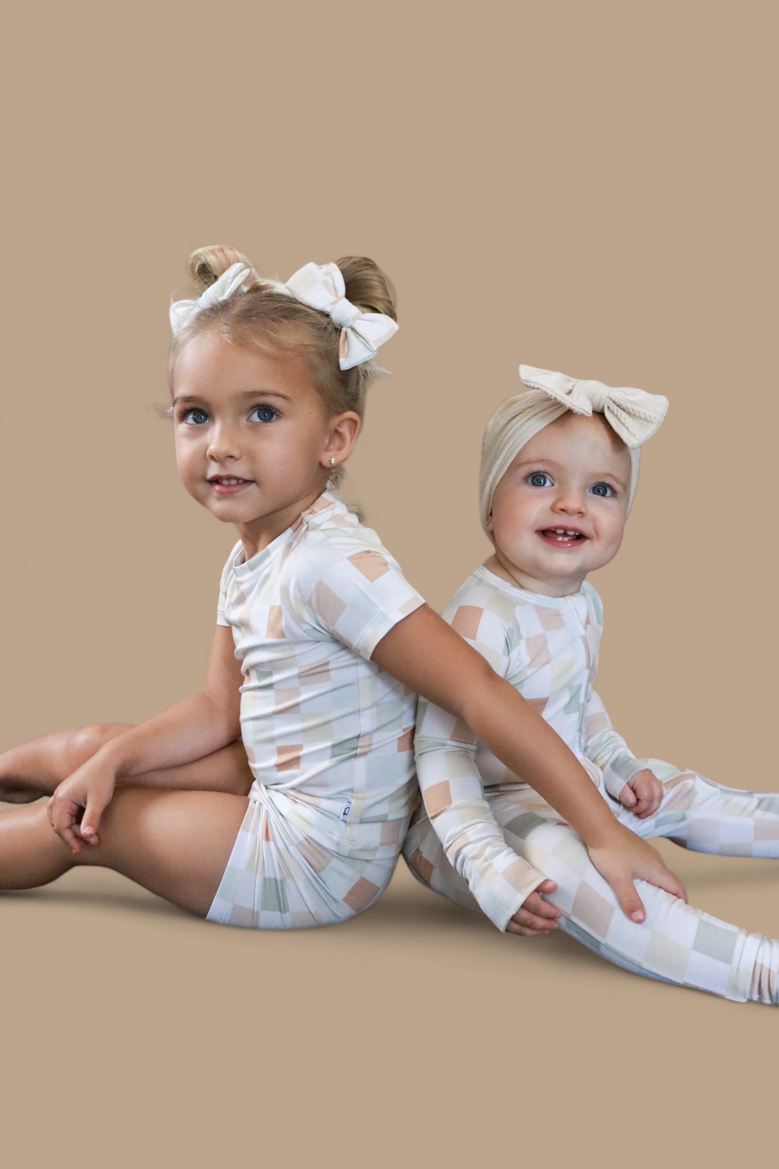 Muted Checkers Dream Bow Hair Clips