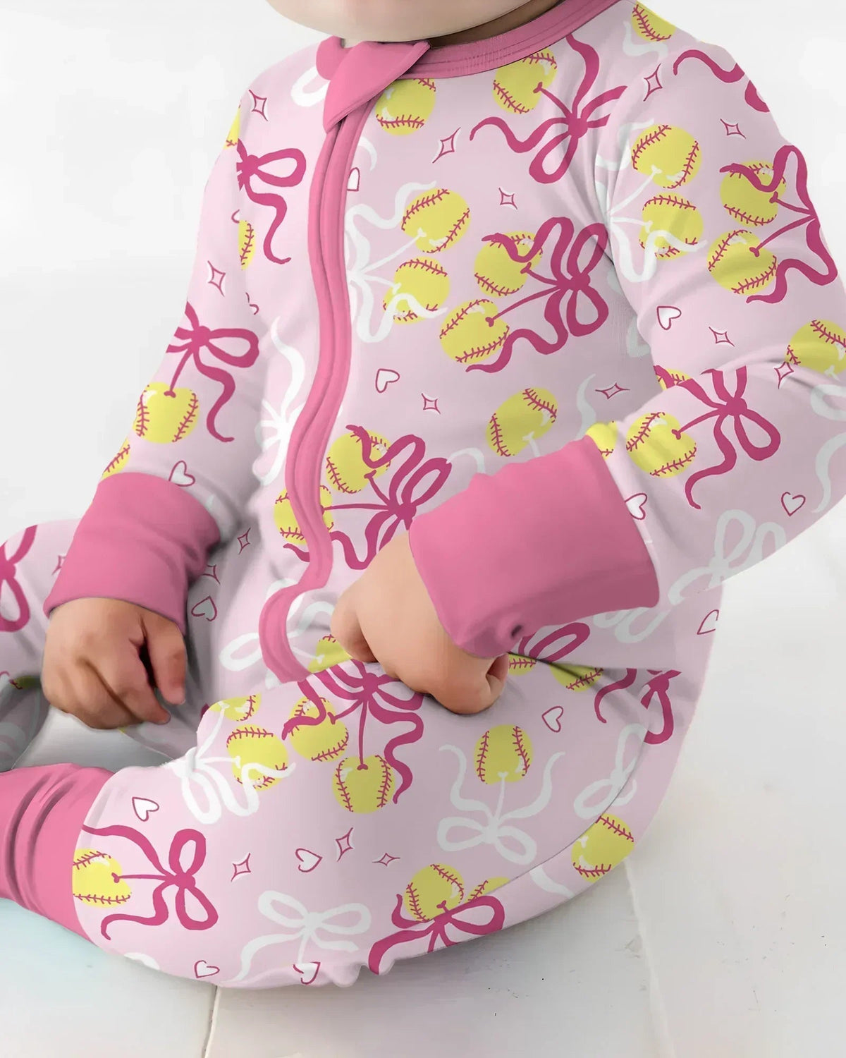 Softball Cherry Mom And Girl Matching Bamboo Convertible Zippy
